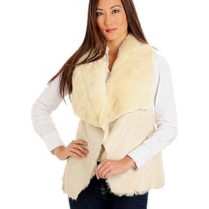 WD.NY Vegan Shearling Cream Drape Vest